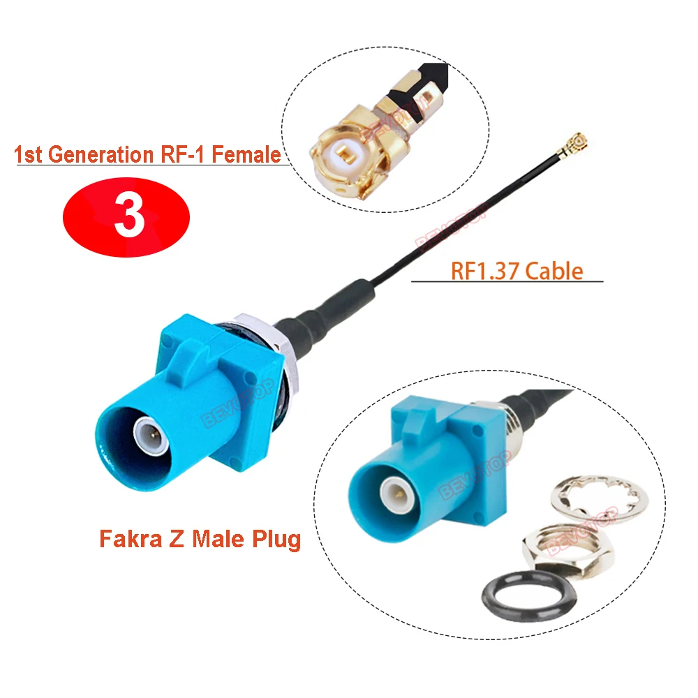 10 Peças Cabo Fakra para RF RF1.37 à Prova d'Água, Conector Fakra Macho Códigos C/D/Z para Conector U.FL Fêmea, Cabo Pigtail de Antena Fakra para U.FL, Jumper Fakra para U.FL