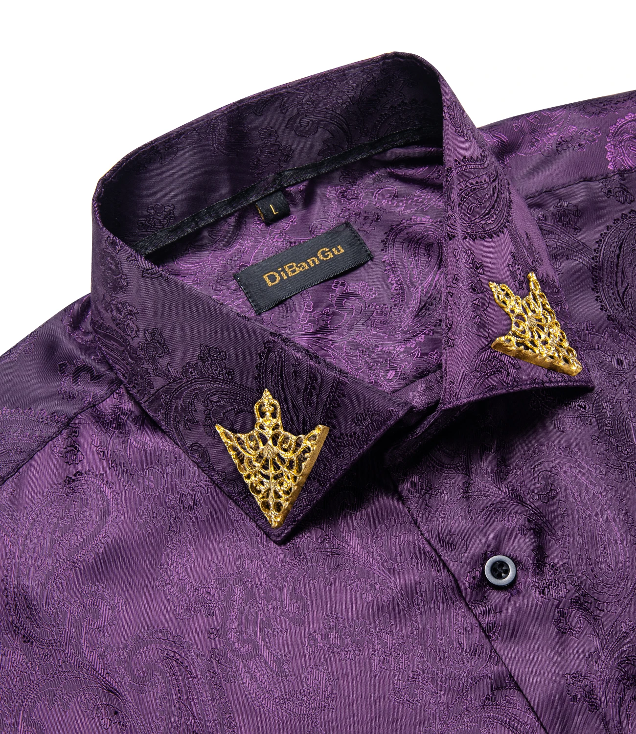 New Arrival Men's Thin Shirts Silk Long Sleeve Summer Spring Paisley Plum Purple Business Turn-down Collar Shirt Male Blouses