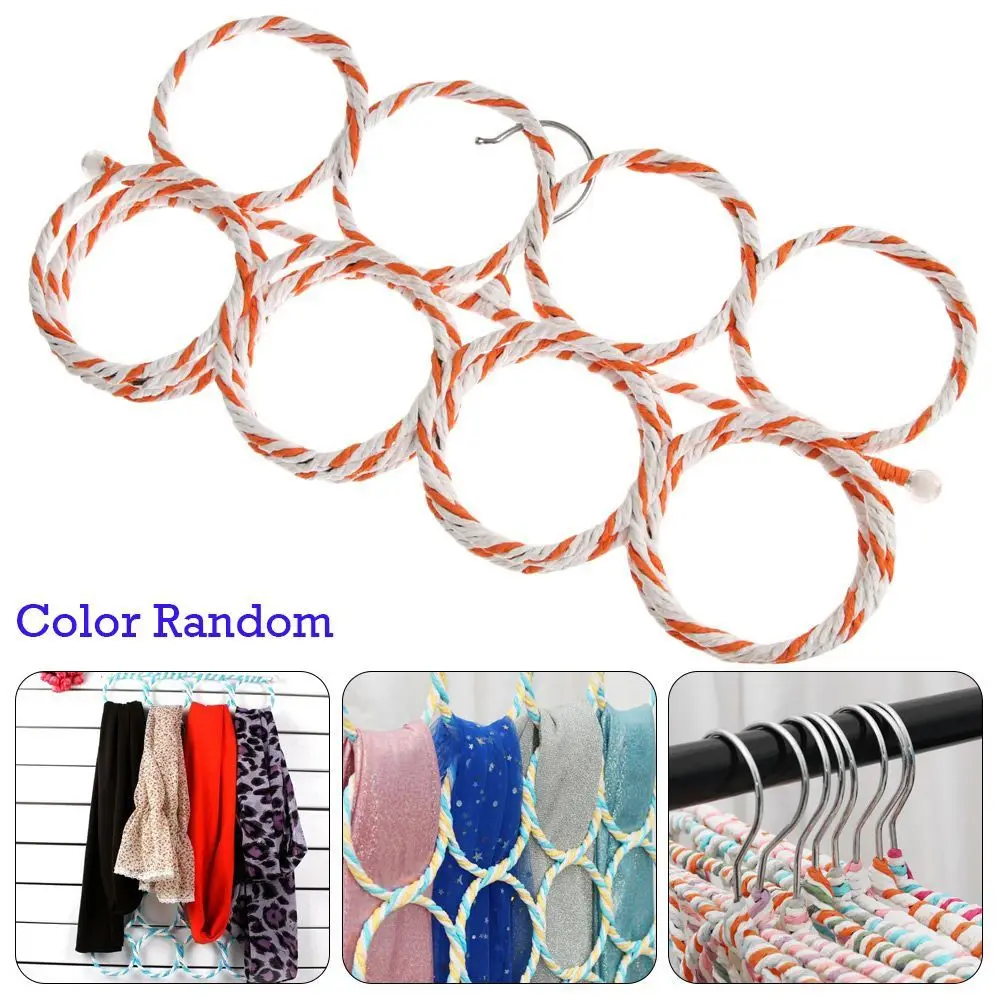 1Pcs Rattan Weave Hanger Scarf Hanger 6/9/12/16/20/28 Ring Wardrobe Storage Holder Scarves Holder Display Rack Foldable