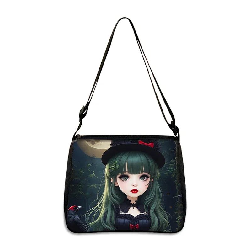 Cartoon Gothic Big Eyes Girl Shoulder Bags Fairy Wings Women Large Capacity Handbags Fantasy Angel Outdoor Travel Crossbody Bag