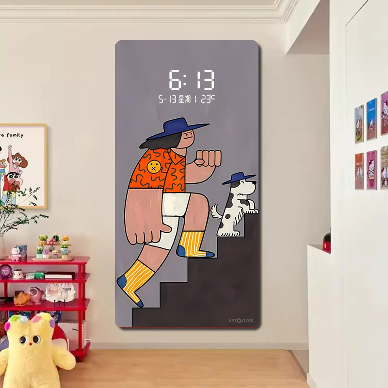

Large Size Cartoon pattern Artwork Digital Disply Wall Clock, Luxurious Quartz Clock for Home Decor,living Room,bed Room Déc