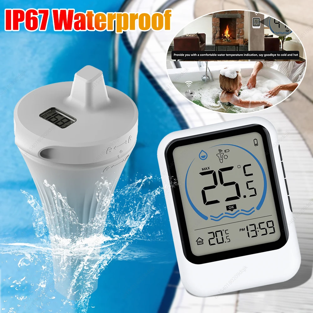 

Плавающий термометр для бассейна IPX7 Водонепроницаемый беспроводной монитор температуры бассейна Цифровой термометр для бассейна для бассейнов