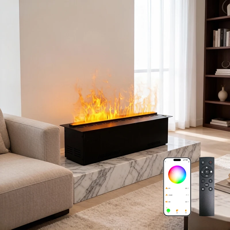 Steam Water Fireplace Flame Humidifier Remote APP Control Indoor 7 LED Flame Colors 3D Vapor Steam Fireplace 0.7M 1M 1.5M 2M