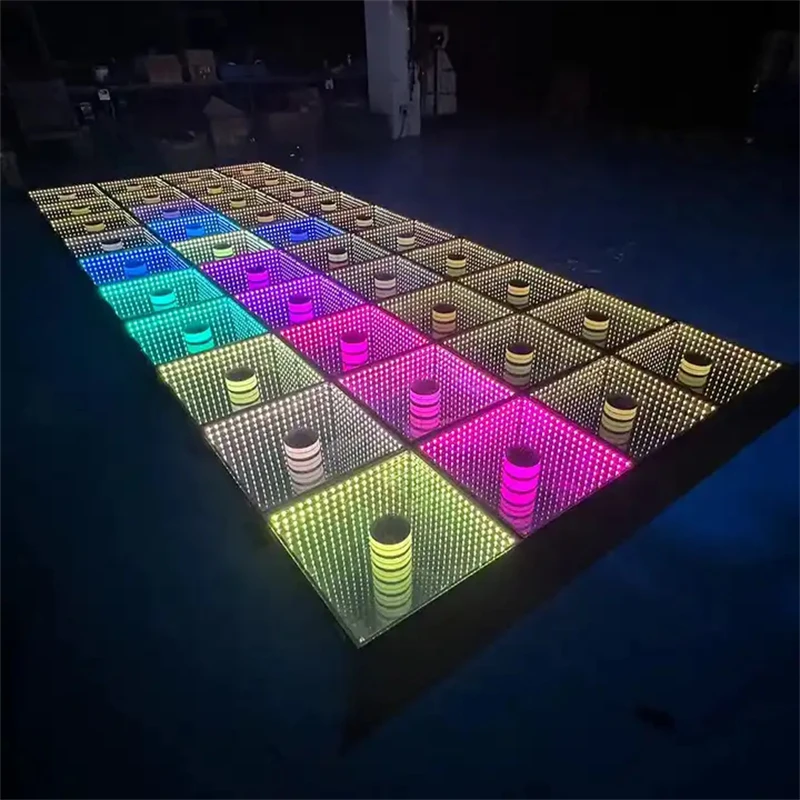 30 pieces DMX interactive nightclub disco wedding stage floor portable led mirror glass interactive dance floors