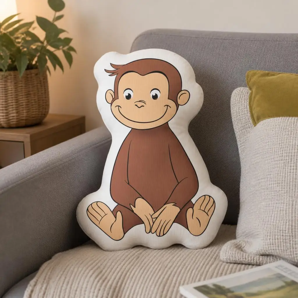 Curious George Monkey Plush Pillow Cushion Irregular Stuffed Throw Pillow Home Decor Gift Sofa Bed Couch