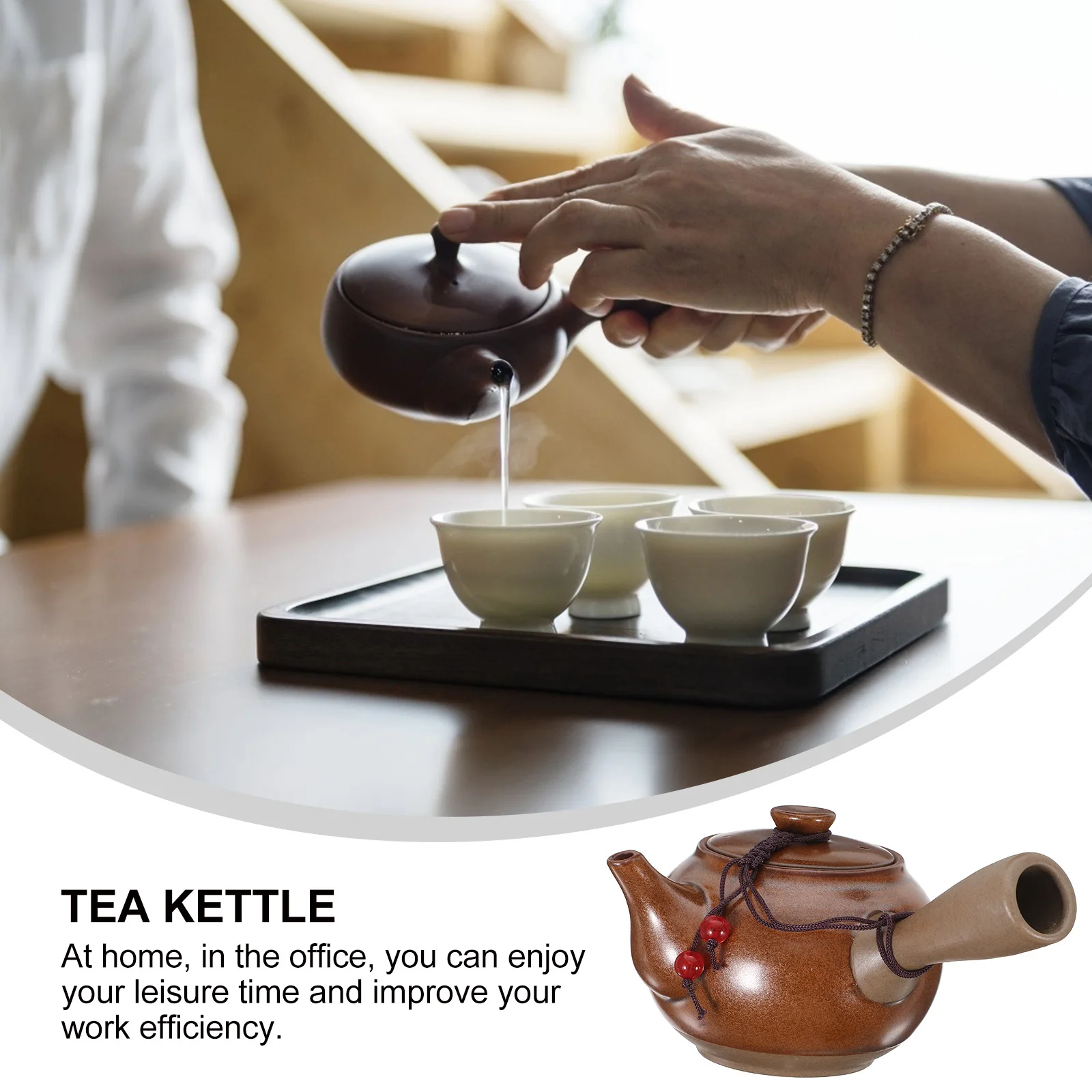 

1Pcs Anti-Scald Long Handle Kettle Ceramic Material Practical and Stylish Fast Water Heating Ideal for Leisure Time