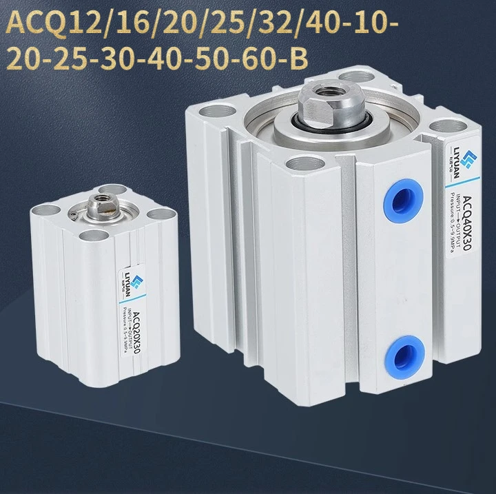 ACQ12/16/20/25/32/40-10-20-25-30-40-50-60-B  Pneumatic Thin Cylinder Piston Compact Air Double Acting Cylinders External Thread