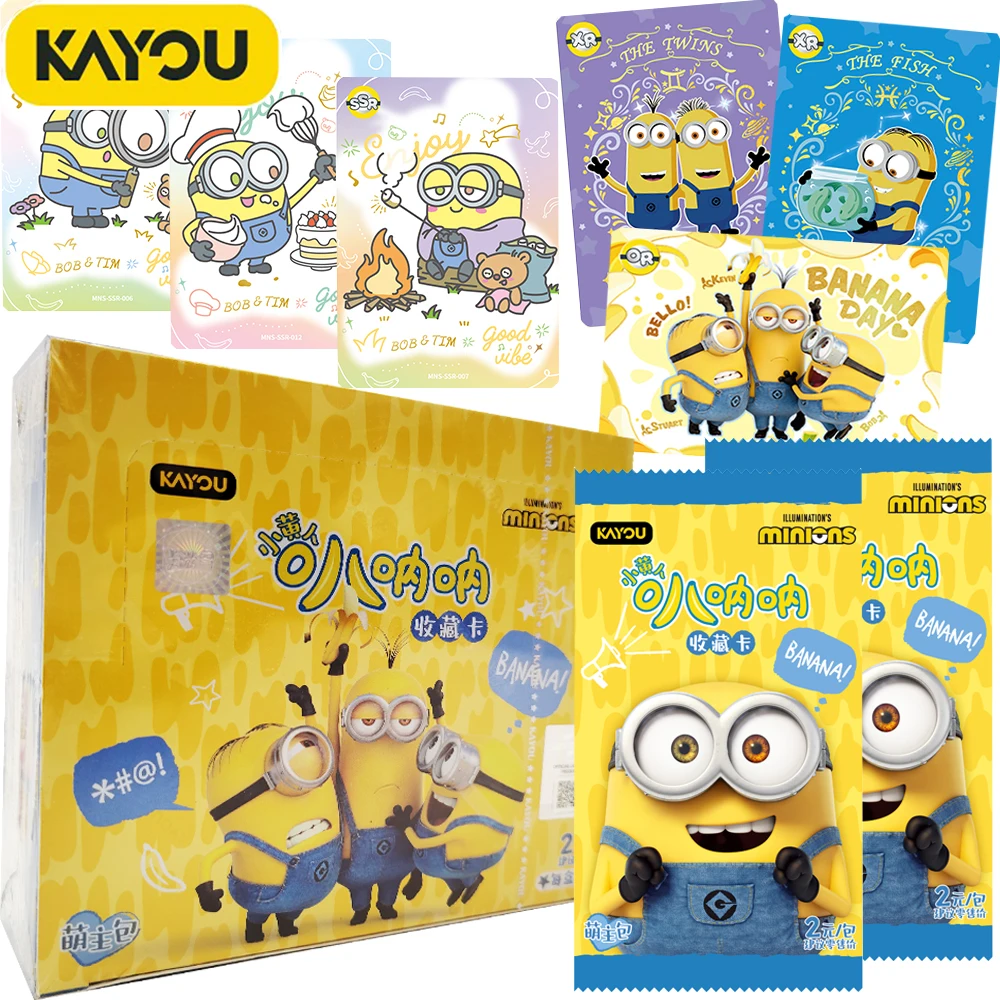 KAYOU Genuine Minions Collection Cards for Boys Girls Animated Comedy Movie Bob Tim Sweet Lovely Daily Character Cards Toy Gift
