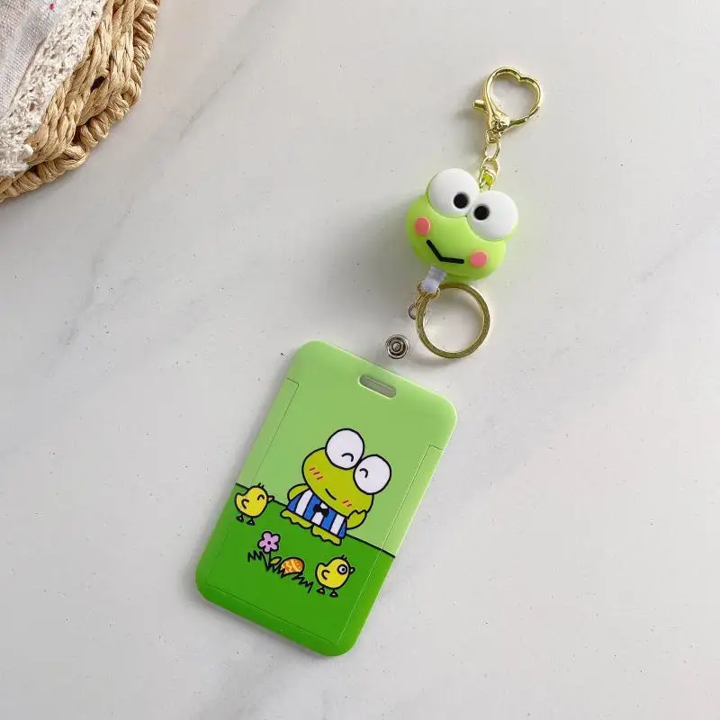 Kawaii Sanrio Hello Kitty Keroppi Card Holders Keychain Pendant Id Card Door Badge Card Case Ins Cartoon Birthday Gift For Girls