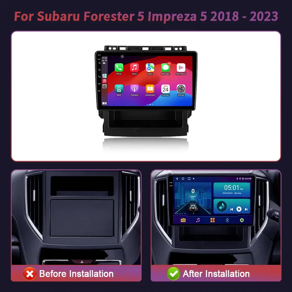 Android 14 For Subaru Forester 5 Impreza 5 2018-2023 Car Radio Multimedia Navigation CarPlay 4G GPS 2 Din Screen Stereo