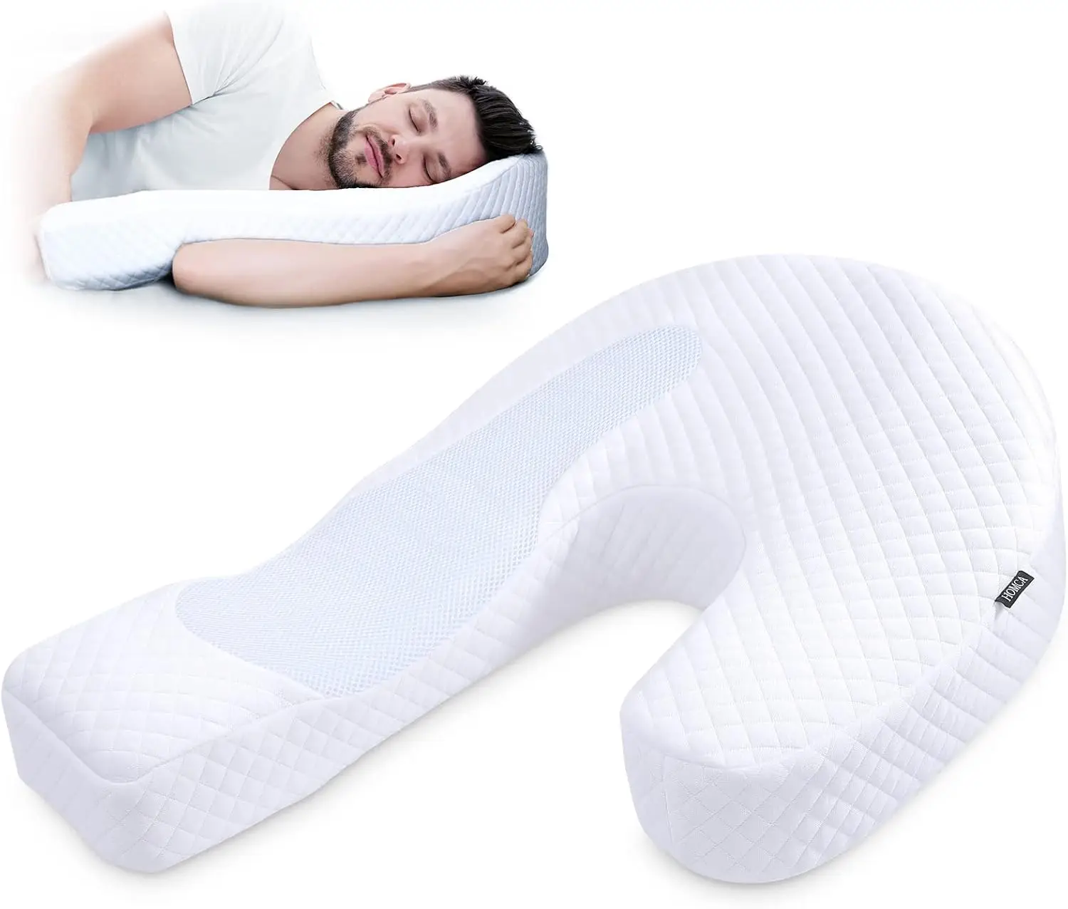 

Side Sleeper Pillow with Memory Foam, U Shaped Neck Support for Adults, Removable Washable Pillowcase
