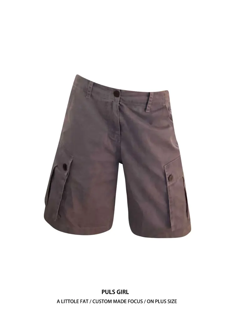 

Loose Women's Workwear Style High Waist Wide Leg Jeans Pocket Detail Retro Washed Summer Casual Trousers plus Size