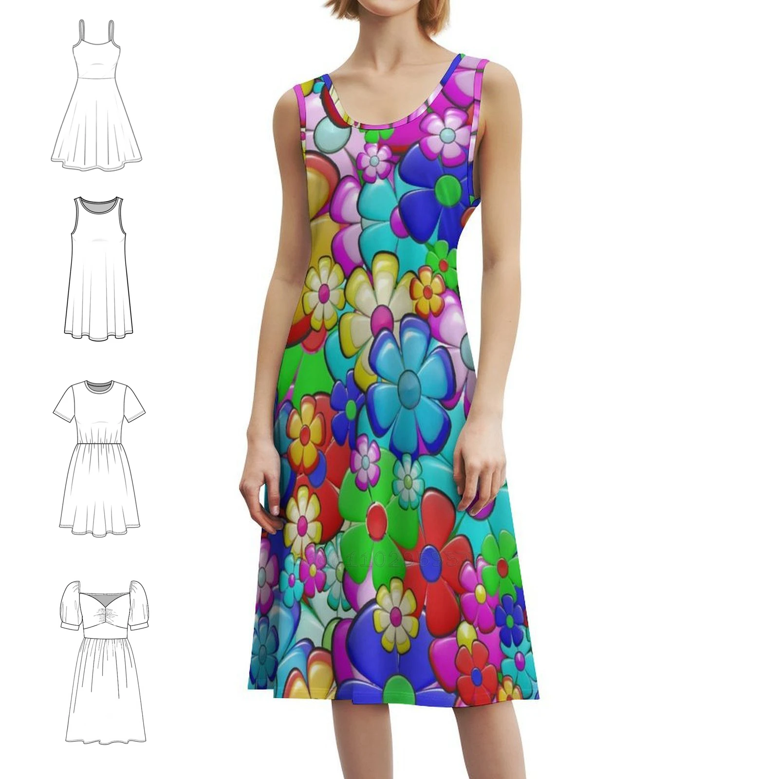 

Платье-комбинезон с цветочным узором Daises для женщин, весна-лето, повседневное платье для вечеринки, цветные Daisy Daises, полноцветное