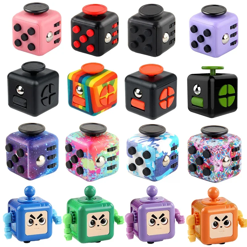 Fidget Toy Cube Jouets de soulagement de l'anxiété pour enfants et adultes, Jouets Fidget à 6 faces Cube Audible/Silent Cube Jouets Fidget pour ajouter/DAH