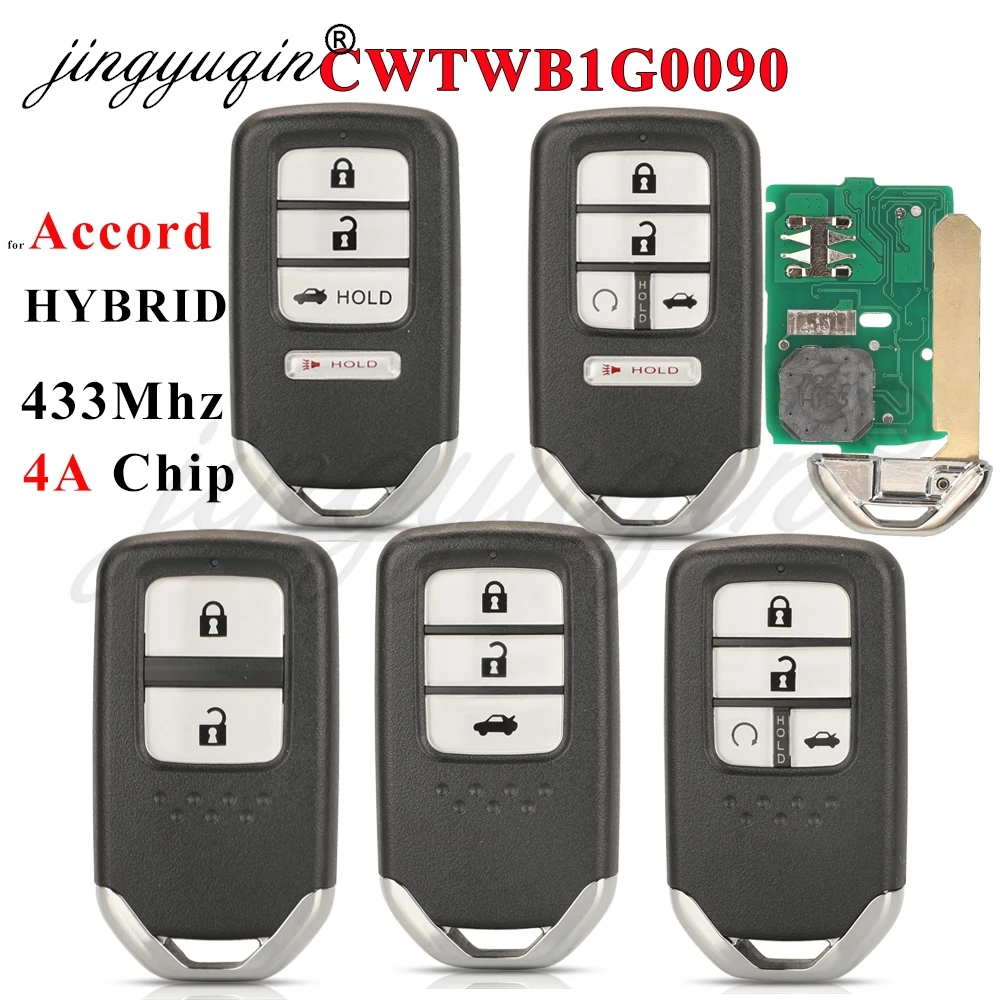 

jingyuqin CWTWB1G0090 Keyless Prox Smart Remote Car Key for Honda Accord Hybrid 2018-2020 433MHz 4A 72147-TVA-A11/A21/A01/H0/K11