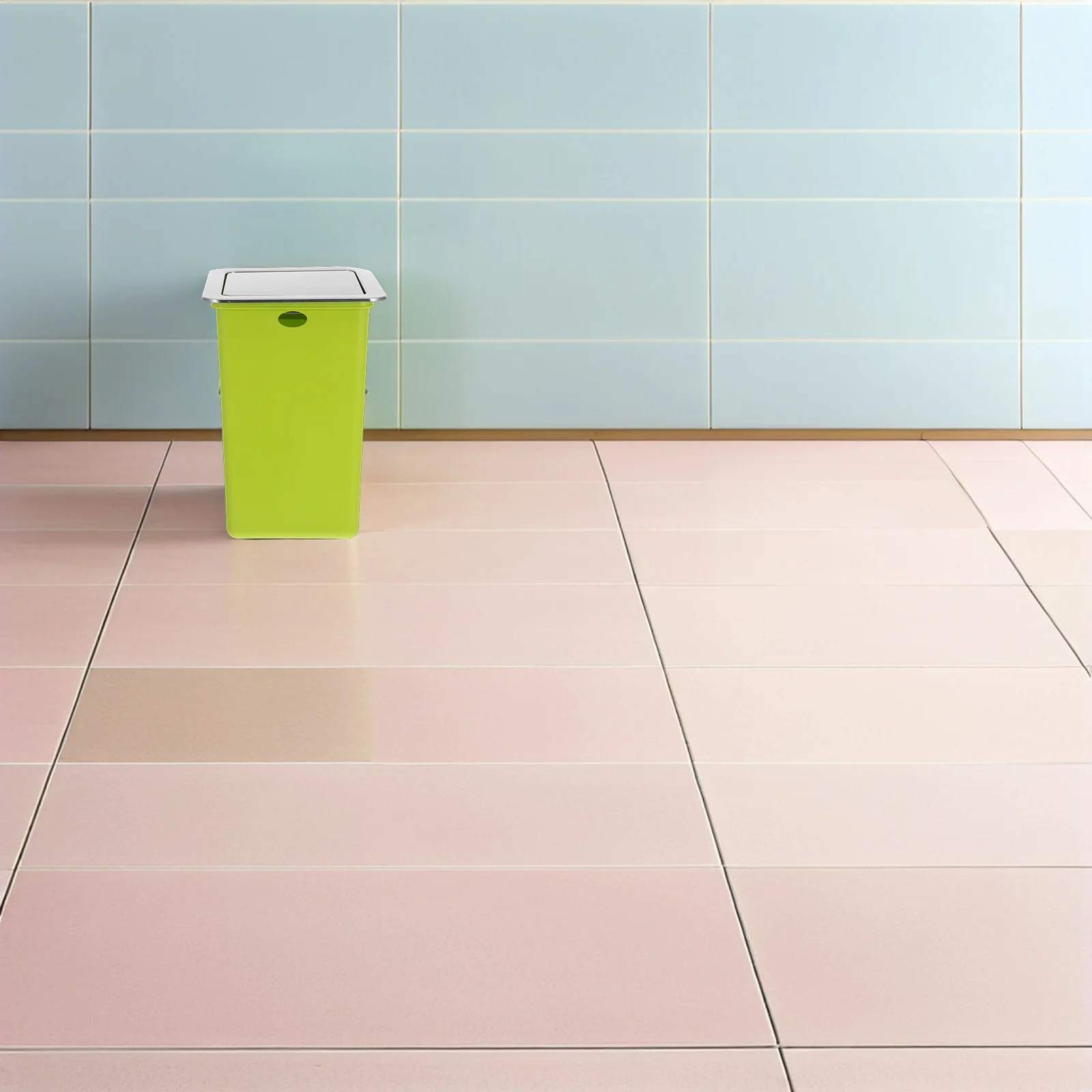 

1Set Built-in Garbage Bin Silent Lid Operation Easy Clean Countertop Waste Basket Cover Embedded Garbage Bin Swing Lid Trash Can