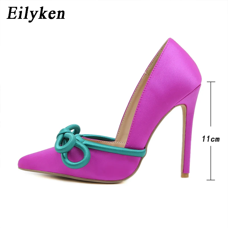 Eilyken 2024 New Shoes Pumps Women Fashion Silk Butterfly Knot Sexy Pointed Toe Stripper Heels Party Female Sandals