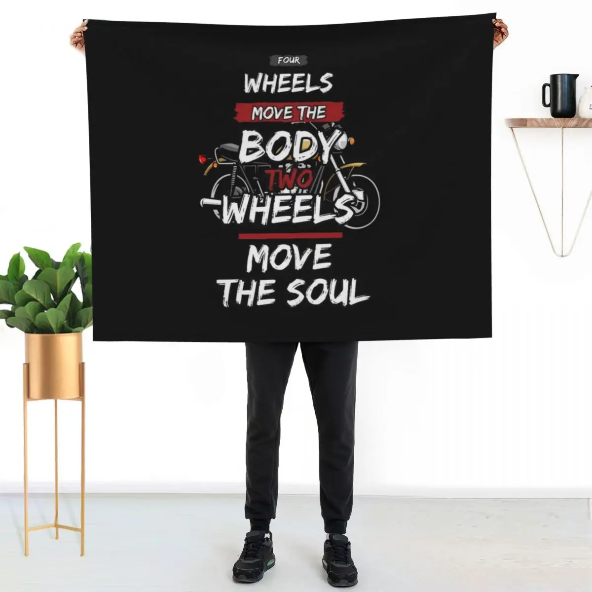 TWO WHEELS MOVE THE SOUL / MOTORCYCLE PASSION Throw Blanket Personalized Gift Fashion Sofas Sofa Quilt Luxury St Polar Blankets