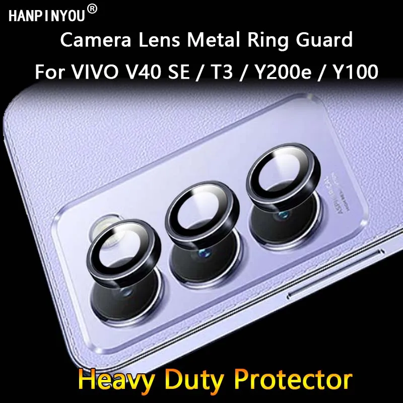 For VIVO V40 SE Y100 (IDN) Y200e T3 Ultra Thin Clear Camera Lens Protector Metal Ring Guard Tempered Glass Film Cover Shield Cap