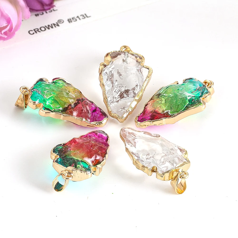 Natürlicher pfeilförmiger Edelstein-Anhänger, heilender Kristallstein, Charms für die Schmuckherstellung, DIY-Halskette, Armband, handgefertigte Accessoires – Detail 5