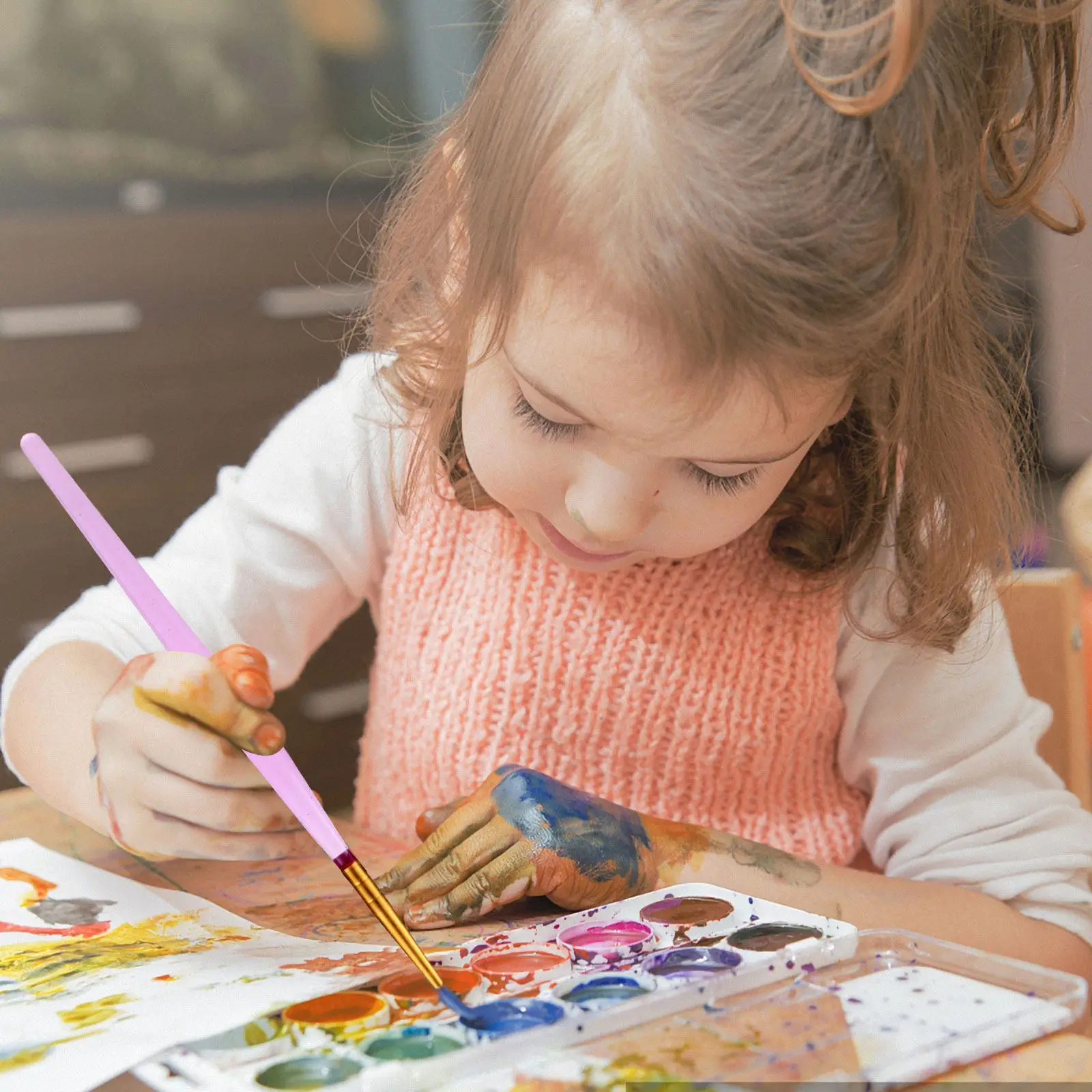 16Pcs Washable Fine Art Set for Kindergarten Safe Non-Toxic Premium Painting Tool Kit Paint Pen Brush