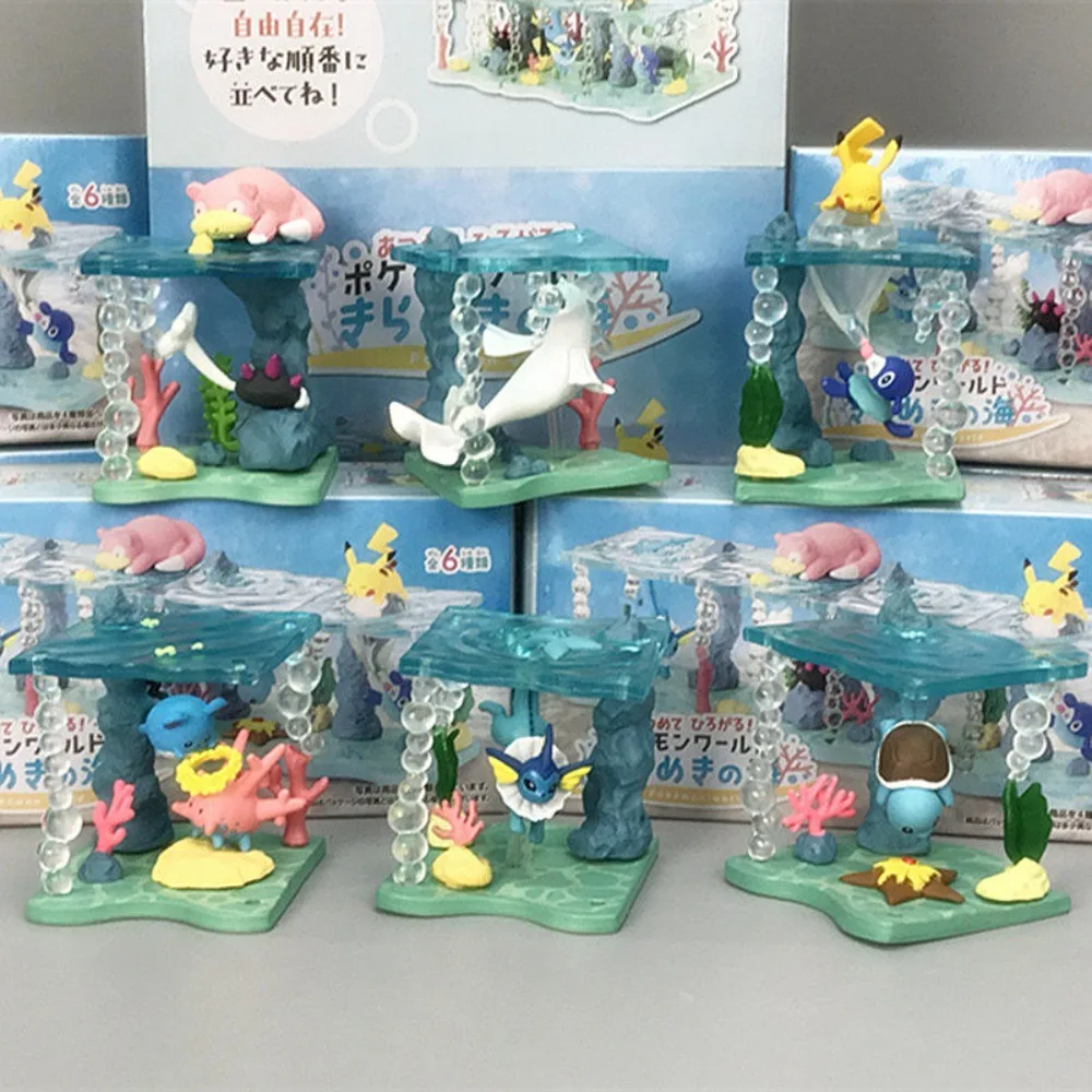 

Коллекционная аниме-фигурка Rement Pokemon World Sea Diorama Blind Box: Вапореон, Пикачу, Корсоль, Сквиртл, Вингул – декор для стола