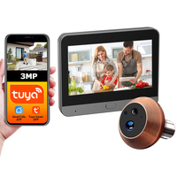 Mini Tuya Smart Life APP Tuya 3MP 2.4Ghz WiFi Magic Door Peephole Eye Digital Viewer Battery Night Vision Alexa Google Camera