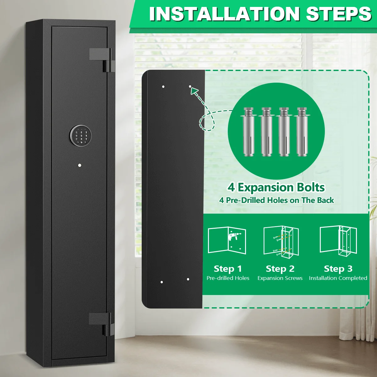 BESAFETY 2-4 Safes, Cabinets for Home Storage, Quick Access Safe with Alarm System