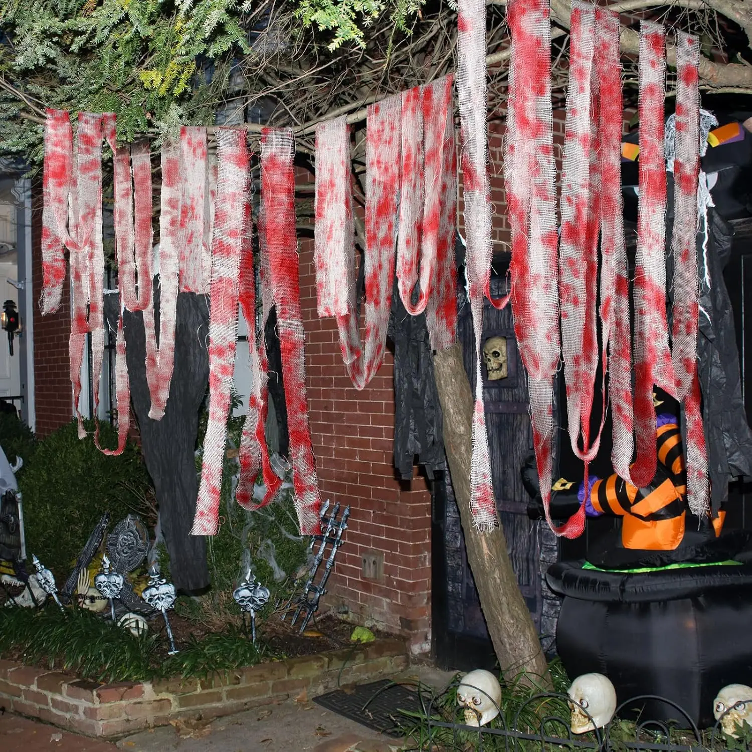 قماش دموي زاحف من الهالهالهالاويون ، قماش شاش مخيف ، قماش مخيف ، شريط ثني دموي ، ديكور ستارة لمدخل حفلات الهالهالهالاين ، 3 5 م #4