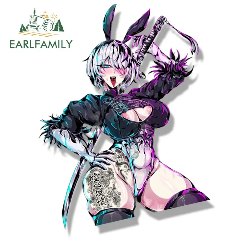 EARLFAMILY Bunny Girl YoRHa No.2 Type B Fanart Car Sticker Neir Automata Sketch Waifu Decal Cartoon Peeker Ahegao Girl Stickers