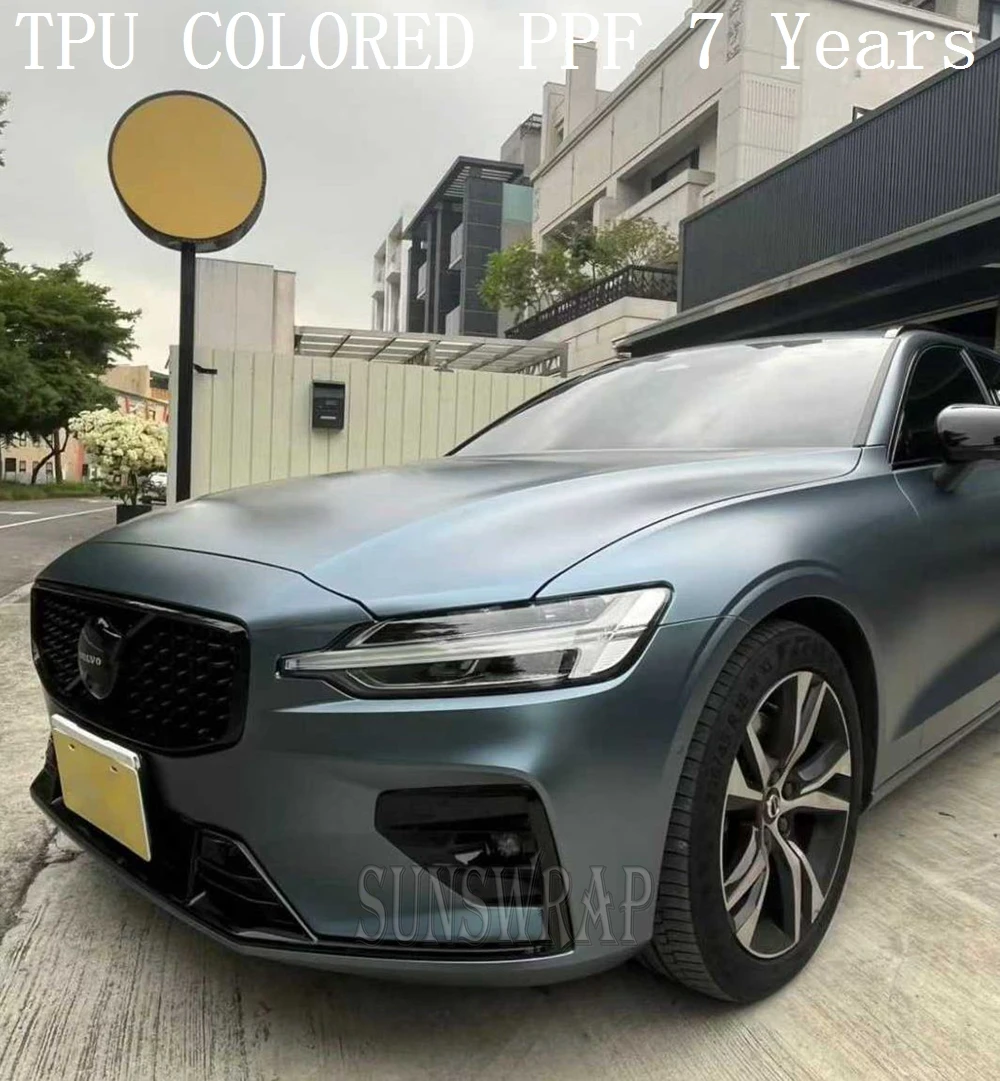 TPU Ultra Matte Grayish Blue Colored PPF 7.5mil Car Paint Protection Self Healing Film Durable1.52x15m 7 Years Warranty