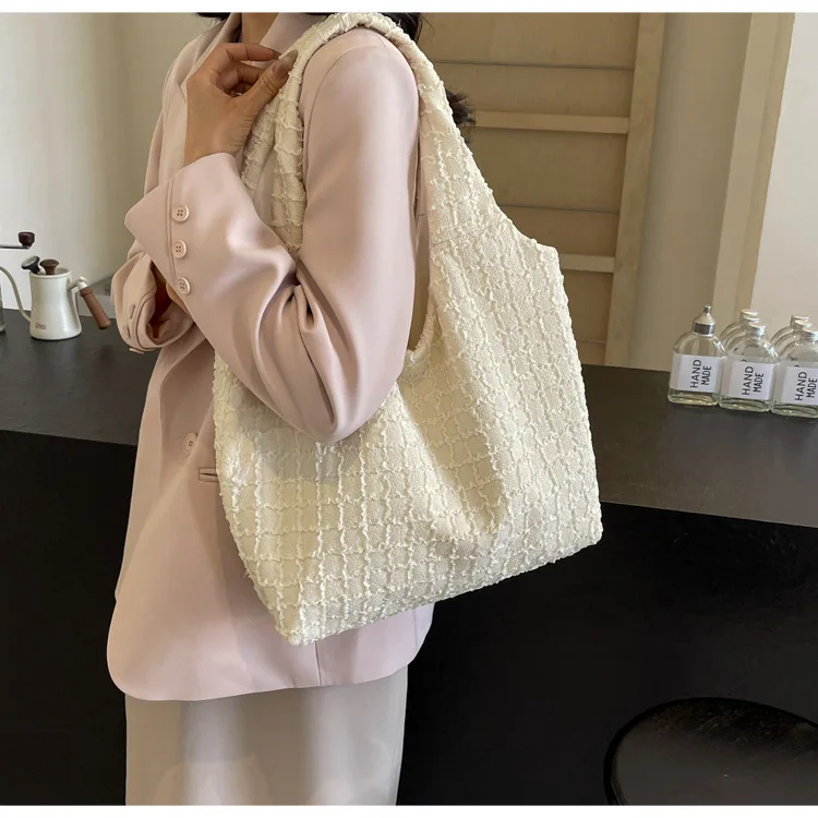 

2024 Spring New Gentle Fashion Hundreds of ins Solid Color Tote/Shoulder Tote Bag