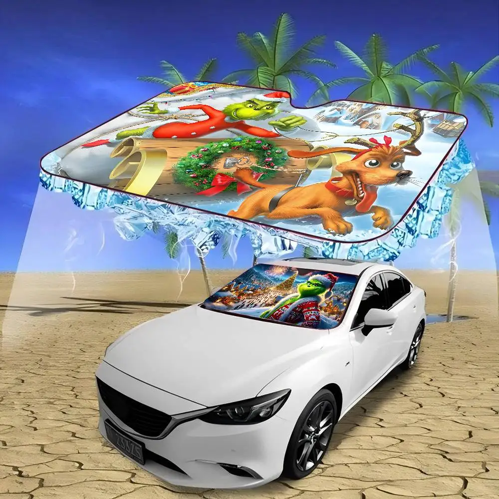 Film The G-Grinch C-Christmas Windshield Sun Shade for Car SUV Truck Front Window Sun Shade Accessory Protector Shield Cover view 3