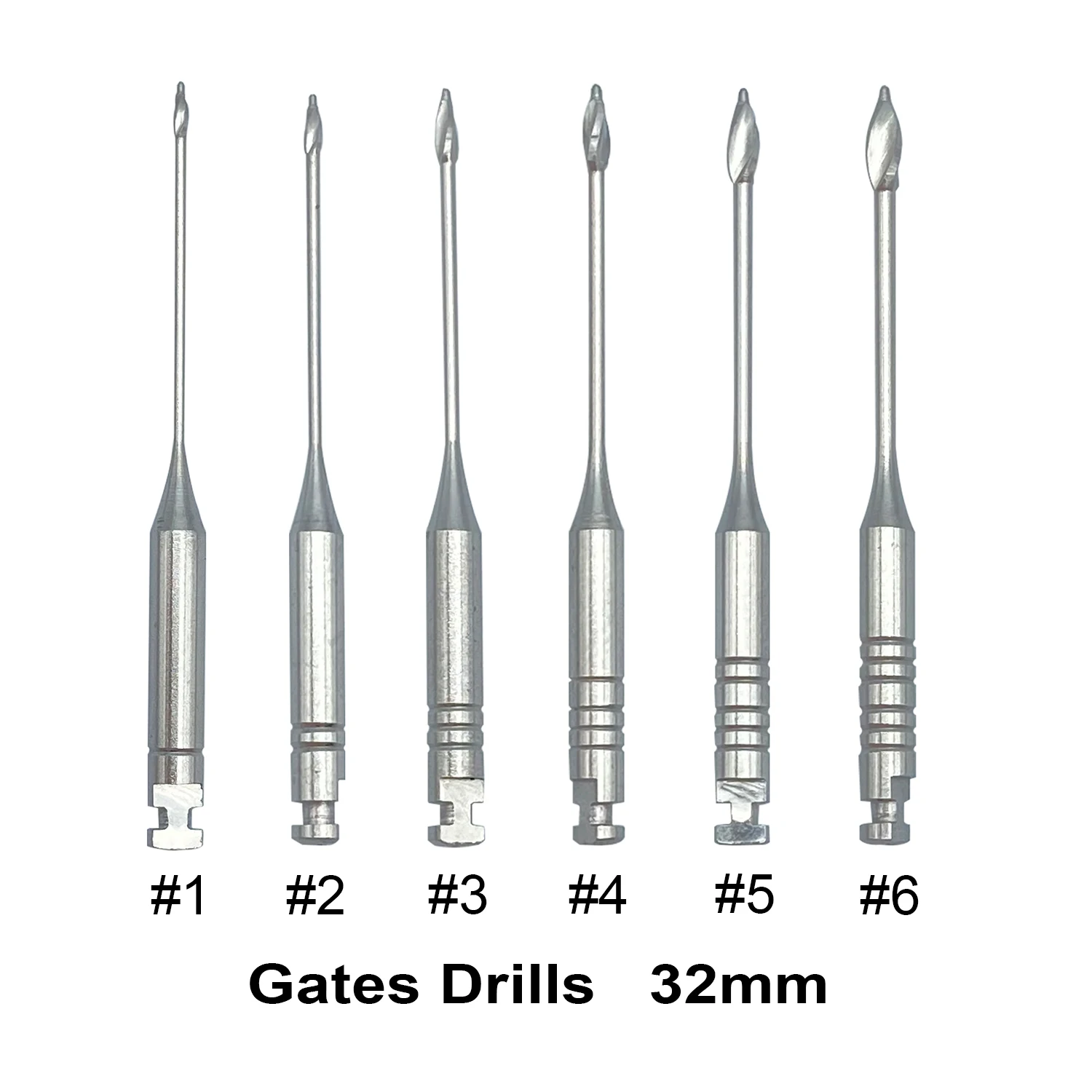 WELL CK 6Pcs/Pack Dental Endodontic Gates Drill Glidden Rotary 28mm 32mm Engine Use Stainless Steel Endo Files #1-6