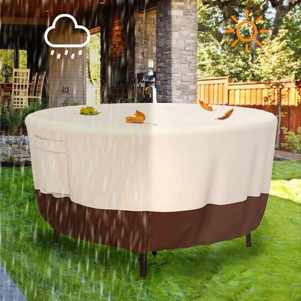 420D Round Patio Furniture Covers Waterproof Outdoor Table Chair Set Covers  Anti-Fading Cover for Outdoor Furniture Set