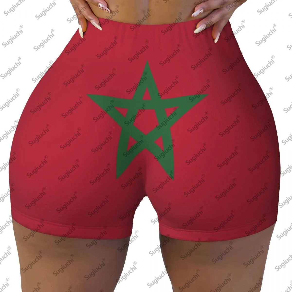 المغرب العلم اليوغا السراويل للنساء تجريب Scrunch بعقب رفع عالية الخصر رياضة الجري السراويل القصيرة