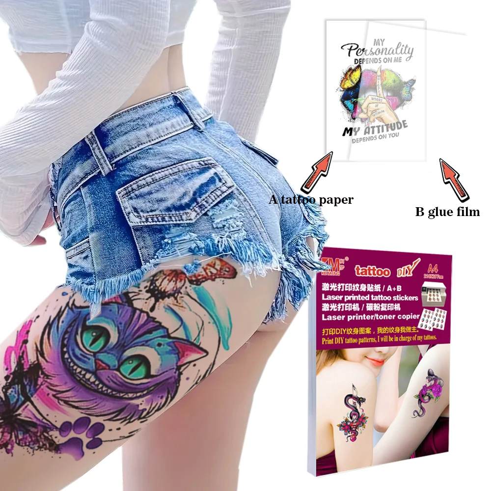 5 Sets Wholesale A4 Size Waterproof Tattoo StiInkjet Laser Printer Face tattoos Temporary Tattoo sticker