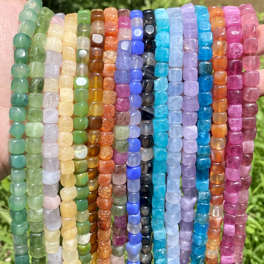 

Natural Coloful Square Shape Agates Jades Stone Beads Loose Spacer Cube Beads For Jewelry Making DIY Bracelet Handmade 6/8/10mm