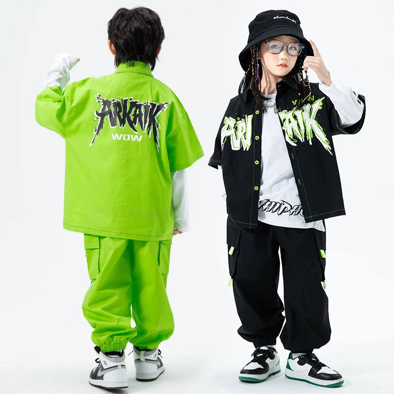 Boys and girls street dance fashion suit, student explosive street fashion card set, autumn drum performance, children's hip-hop