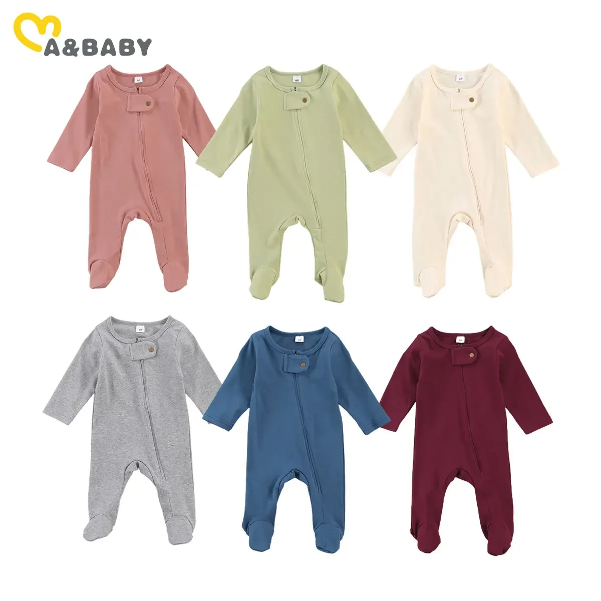 Ma&Baby 0-6M Unisex Romper | Long Sleeve Jumpsuit | Soft Baby Clothing