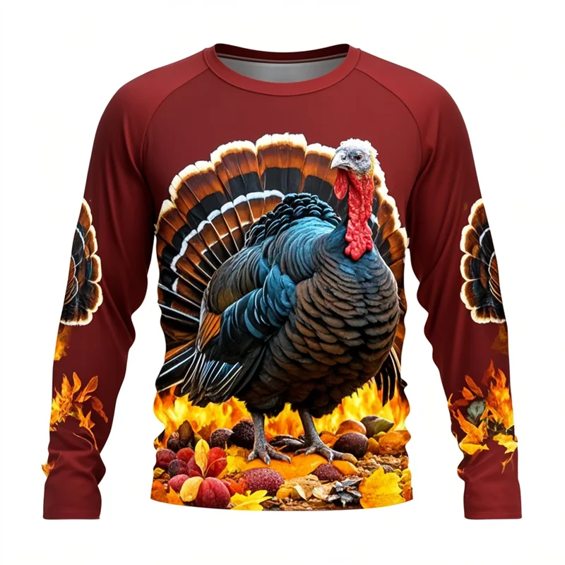 الرجال عيد الشكر يوم 3D تركيا طباعة قميص ، ملابس طويلة الأكمام ، أزياء الشارع ، عطلة الطرف المحملات المتضخم ، الشارع #2