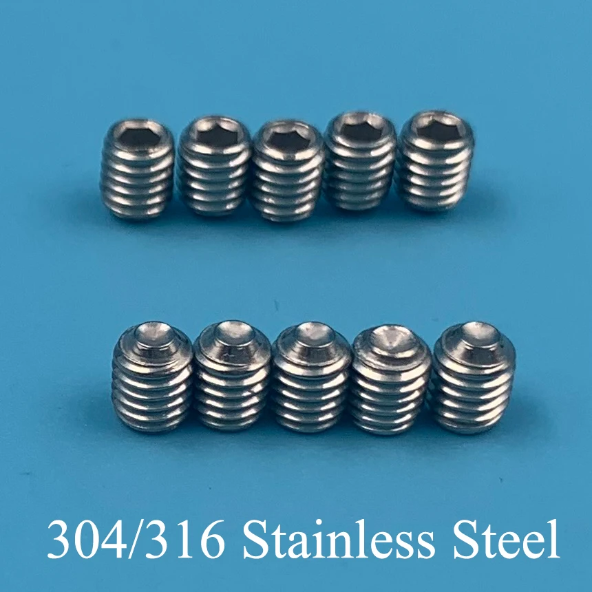 M5 M5*4/8/10/12/16/20/25mm 316 Stainless Steel 316ss DIN916 Inner Hex Hexagonal Socket Allen Head Grub Bolt Cup Point Set Screw