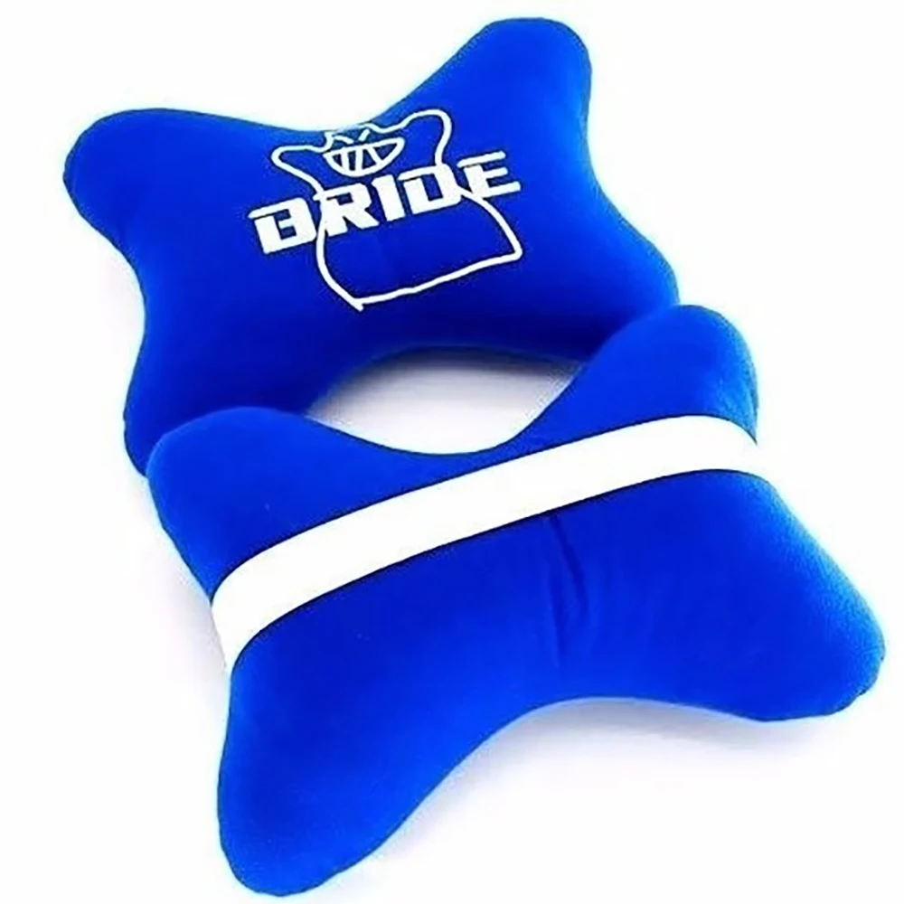 2pcs BRIDE Headrest Pillow JDM Style Seat Support Decor Headrest Backrest Cushion