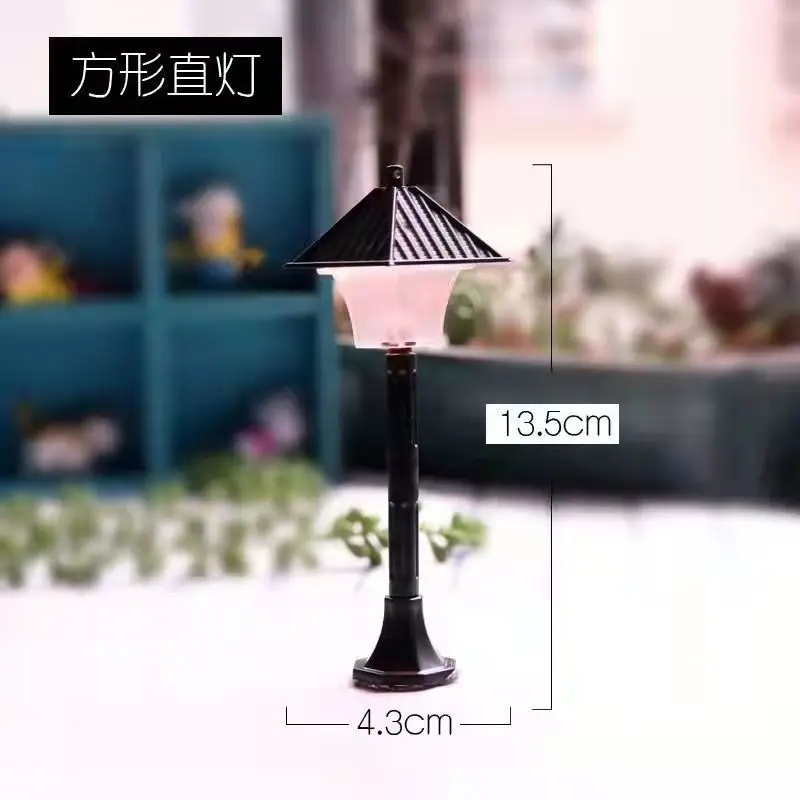 Simulation Miniature Desk Lamp Model Height 13.5CM-15CM Light With Switch For Building Dollhouse Scene Layout Diorama Kit 1Pcs