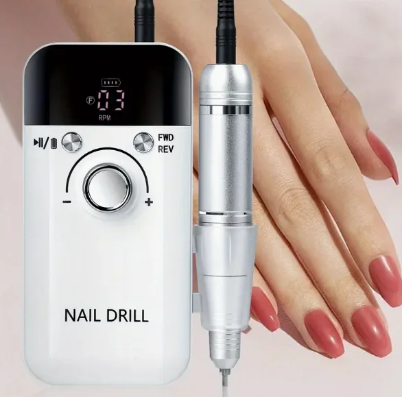 Ensemble de perceuse à ongles électrique, perceuse à ongles Rechargeable Portable, 45000 tr/min, adaptée aux ongles en cristal, ongles en Gel, polissage de manucure