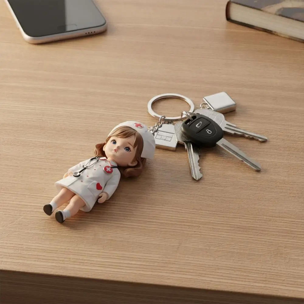 

Gift 2D Flat Doctor Nurse Keychain Hanging Colorful Cartoon Pendant Ornament Bag Accessory