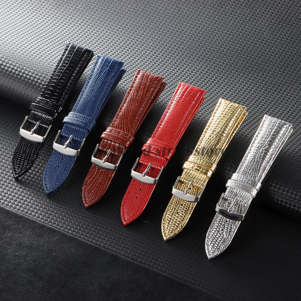 Lizard Pattern Leather WatchStrap Universal 18mm 20mm 22mm for Seiko for Omega for Rolex Watchband Men Women Business Wristbelt