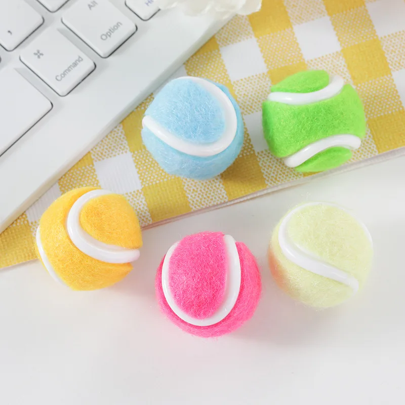 Mini Tennis Ball Pendant Bag Keychain Dollhouse Hand Diy Sports Equipment Miniatures Doll Accessories Decoration 10pc/lot