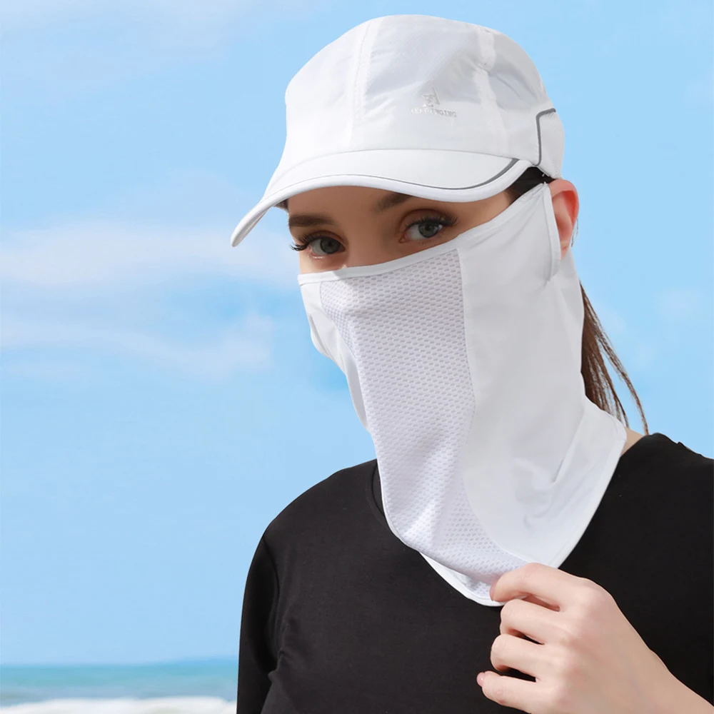 Sunscreen Face Scarf Ice Silk Mesh Mask Ear Hanging UV Protection Mask Summer Outdoor Neck Wrap Sun Blocking Mask Neck Cooler썬크림