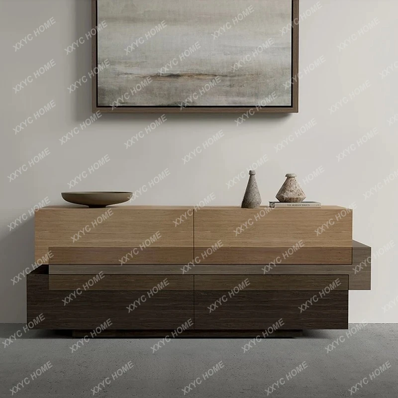 

LSolid wood dining edge design geometric three-dimensional low chest bedroom storage simple and modern